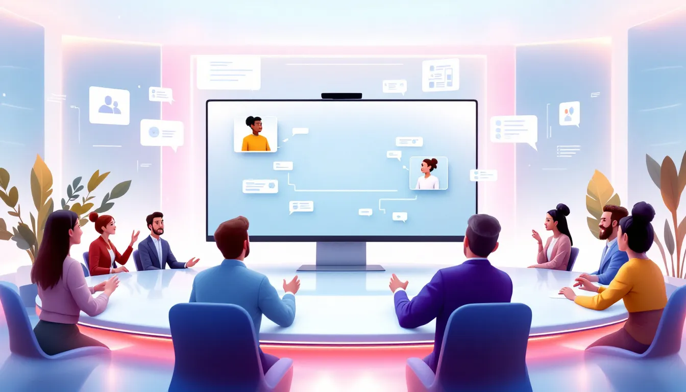 Une image d'un événement en ligne où des professionnels se rencontrent et échangent des idées.